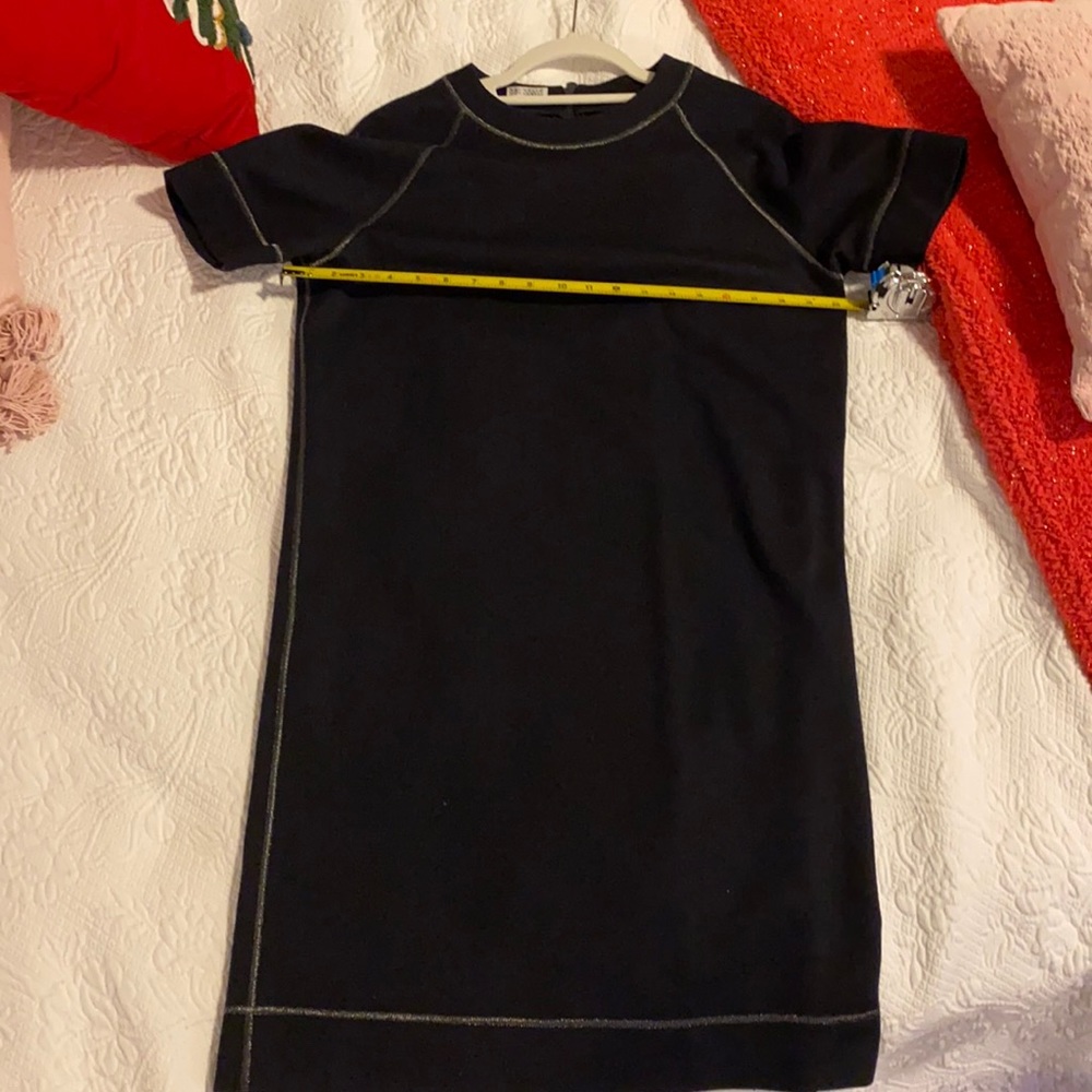 Brunello Cucinelli Black w Silver Stitching Wool/Cotton  Dress
